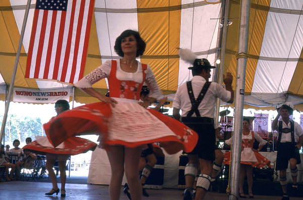 People folk dancing at Oktoberfest festival - Lantana, Florida.