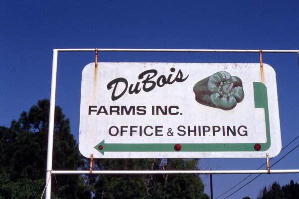 Sign for DuBois Farms, pepper growers - Boynton Beach, Florida.