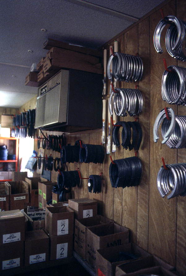 Display of horseshoes at Rangeline Feed and Supply - Lake Worth, Florida.