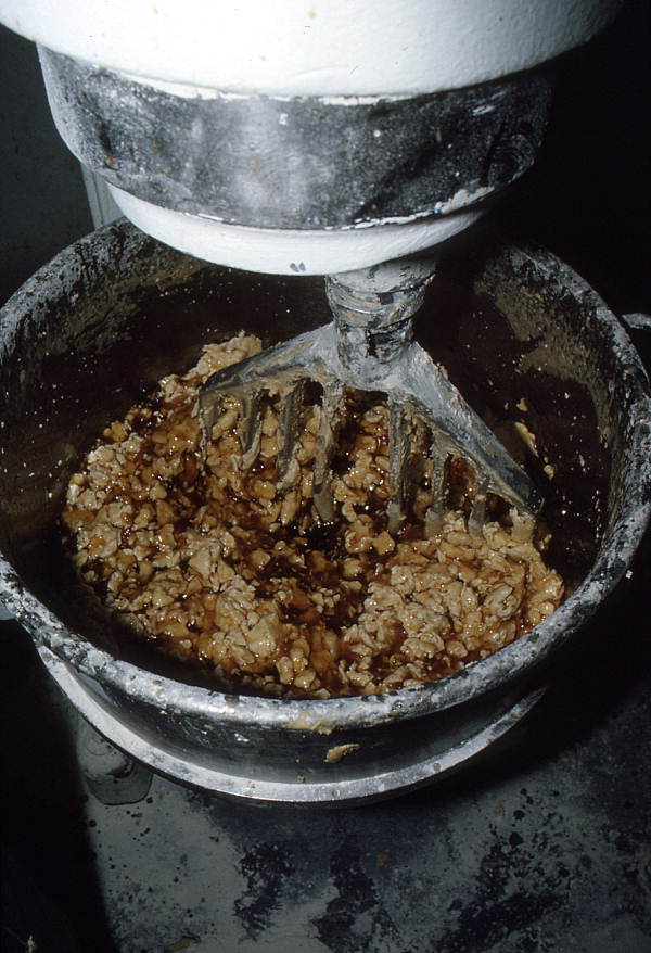 Ingredients for a spiced fruit bread being mixed at the Jamroc Bakery - Belle Glade, Florida.