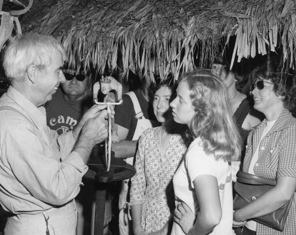 Paul Greene of Cocoa leading wood carving workshop at the 1978 Florida Folk Festival - White Springs, Florida