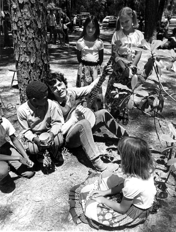 Folk singer Michael Cooney of Lime Rock, Connecticut performing at the 1972 Florida Folk Festival - White Springs, Florida