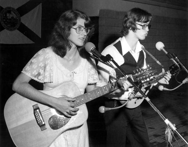 Bob Gerard of Lake City and Kathy Kloiber of W. Palm Beach performing at the 1978 Florida Folk Festival - White Springs, Florida