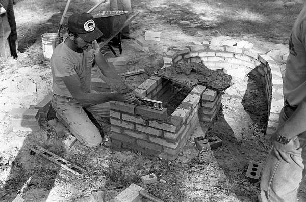 Construction of a cane furnace at the Stephen Foster State Folk Culture Center - White Springs, Florida.