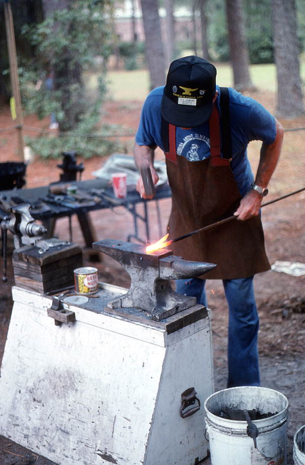 J. C. Hawkins demonstrating blacksmithing- White Springs, Florida.