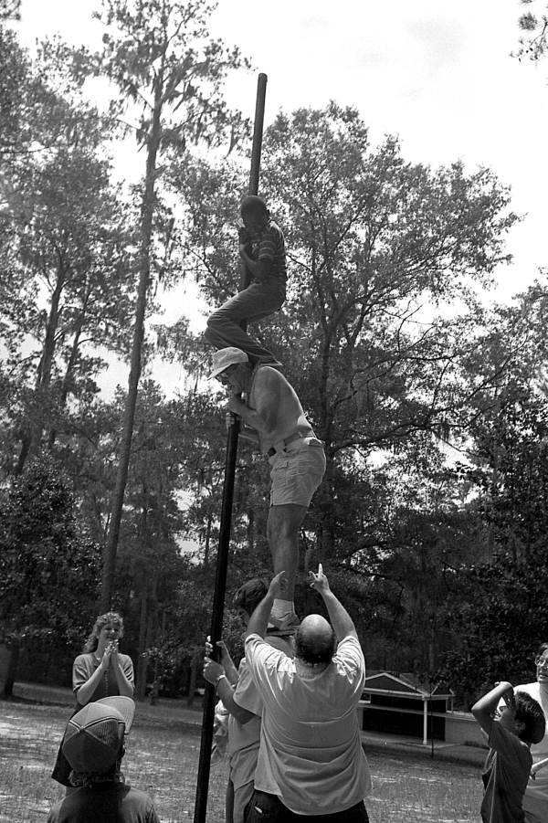 Greased pole climbing contest at Fourth of July celebration - White Springs, Florida