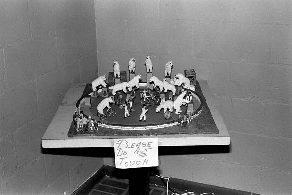 Carved circus figures by Harold Dunn at the 1988 Florida Folk Festival - White Springs, Florida