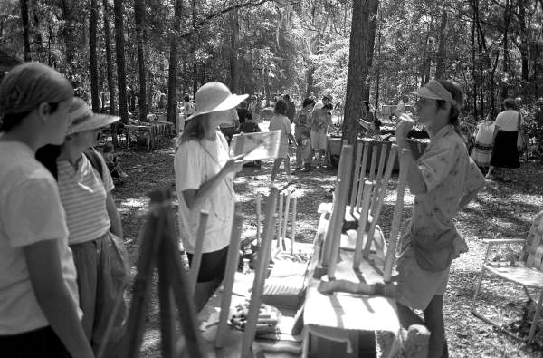 Bamboo flute maker George Tortorelli at the 1988 Florida Folk Festival - White Springs, Florida