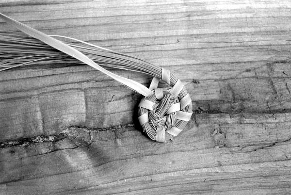 Close up of a sweetgrass coil