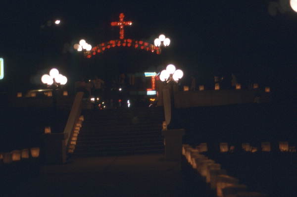 Spring Bayou entrance at night during Epiphany Day celebration - Tarpon Springs, Florida