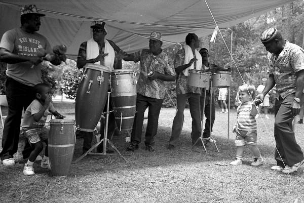 Key West Island Junkanoos playing calypso music at the 1991 Florida Folk Festival - White Springs, Florida