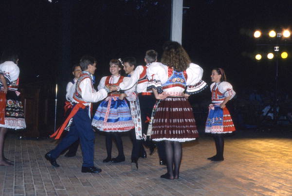 The Beseda Dancers of Masaryktown performing Czechoslovakian folk dance at the 1992 Florida Folk Festival - White Springs, Florida .