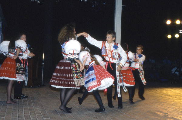 The Beseda Dancers of Masaryktown performing Czechoslovakian folk dance at the 1992 Florida Folk Festival - White Springs, Florida .