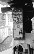 End of William "Washboard Bill" Cooke's washboard showing a photograph of him