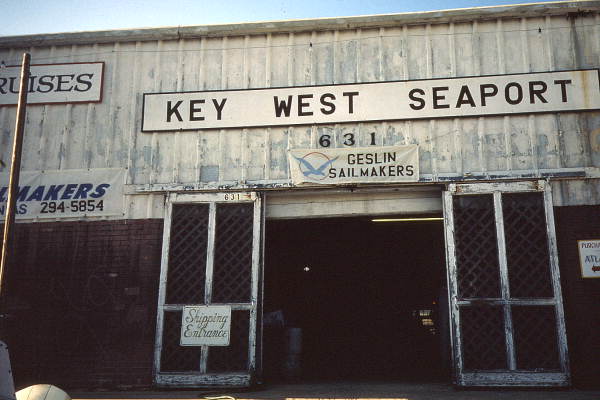 Entrance to Geslin Sailmakers at the Key West Seaport building - Key West, Florida.
