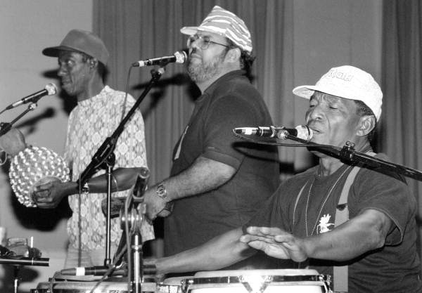 Musical group performs Afro-Cuban bembe drumming