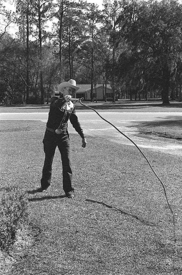 Curly Dekle demonstrating whipcracking - White Springs, Florida