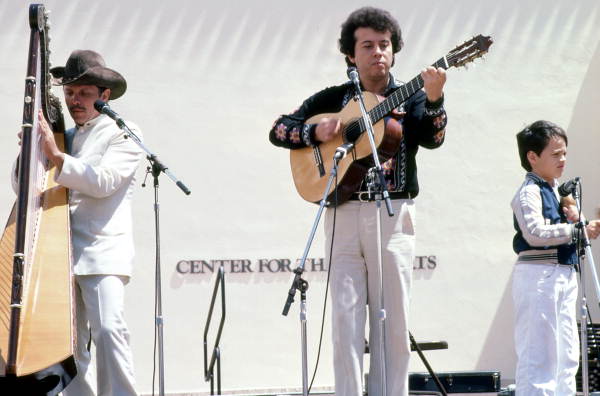 Jesus Rodriguez playing the Venezuelan harp at the Traditions Festival - Miami, Florida.
