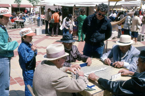 Men playing dominoes at the Traditions Festival - Miami, Florida.