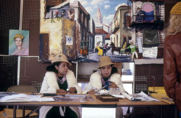 The Scull twins with their art exhibit at the Traditions Festival - Miami, Florida