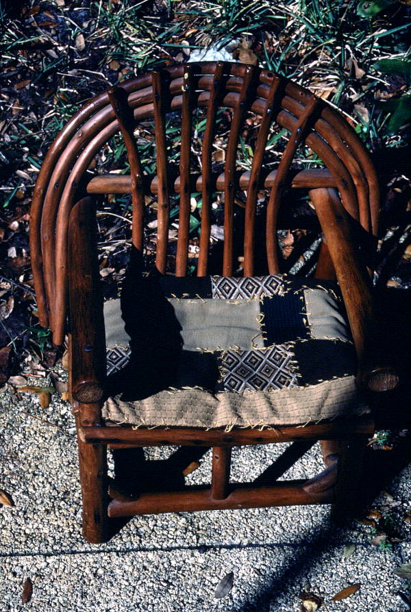 Chair made from cypress wood .