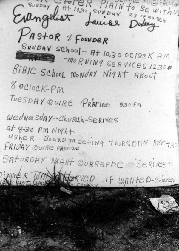 Hand made sign outside of Temple of God #2- Pahokee, Florida