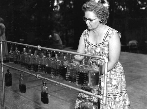 Velma Wiggins, of Bradenton, playing musical bottles- White Springs, Florida