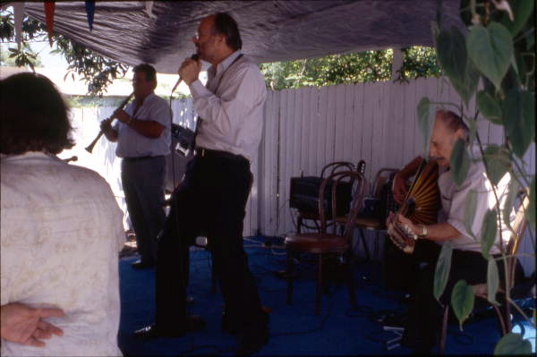 Peter Lambropoulos (center), Nick Mastras (right) and Peter Kontspanagos (left) perform at Prometheas Club - Tarpon Springs, Florida.