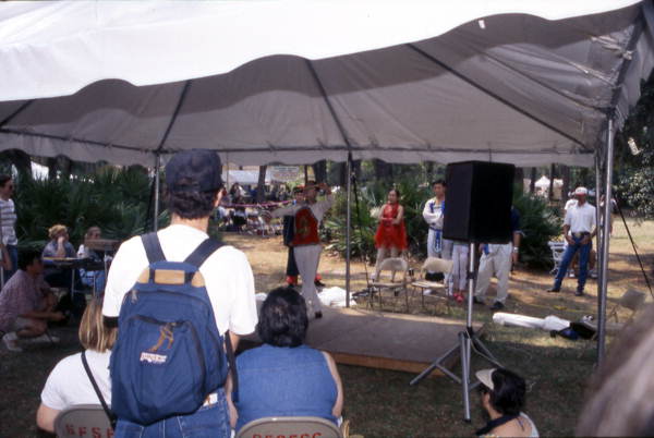 Nan Zhu with Chinese yo-yos at Florida Folklife Festival - White Springs, Florida.