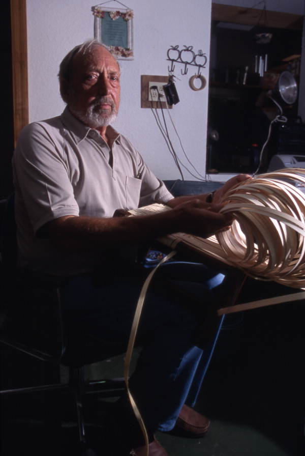 Jim Weaver caning a chair - Scottsmoor, Florida.