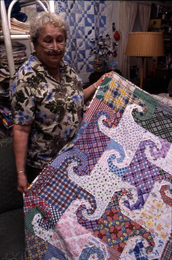 Patricia Reid with a quilt - Titusville, Florida.