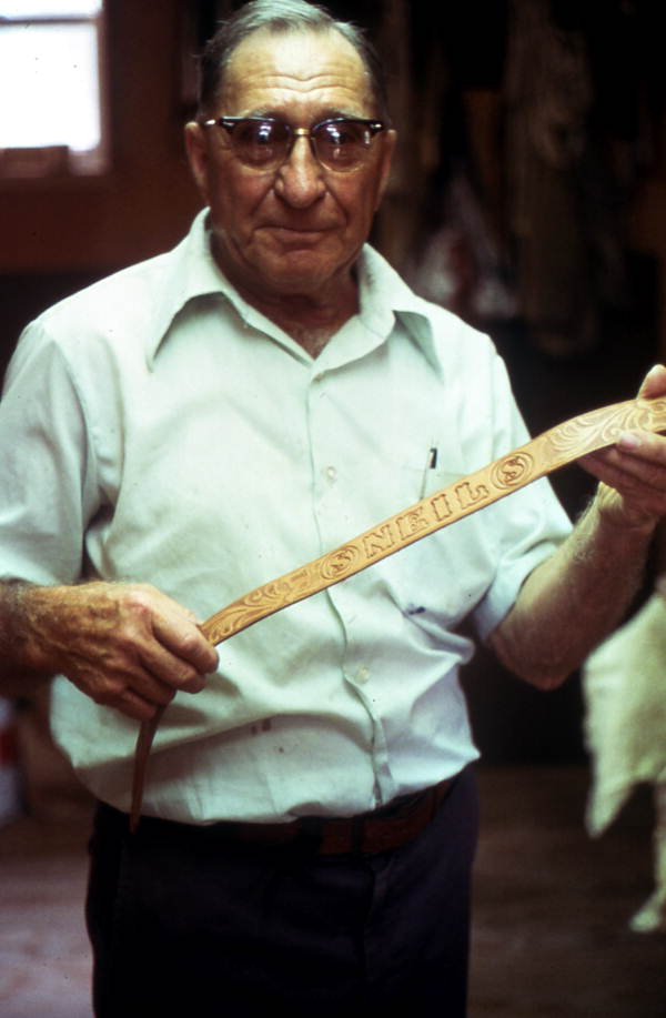 Claude Sheppard showing a whip he made - Gainesville, Florida.