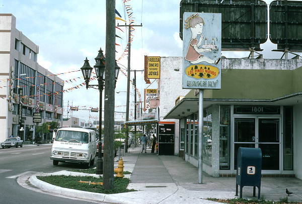 Street scene showing a section of downtown Little Havana - Miami, Florida.