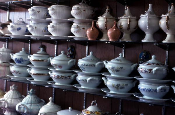 Ceramic tableware on shelves in Little Havana - Miami, Florida.