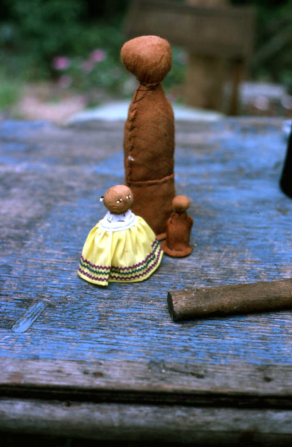 Various sized Seminole dolls in the process of being made by Mary Billie - Big Cypress Reservation, Florida