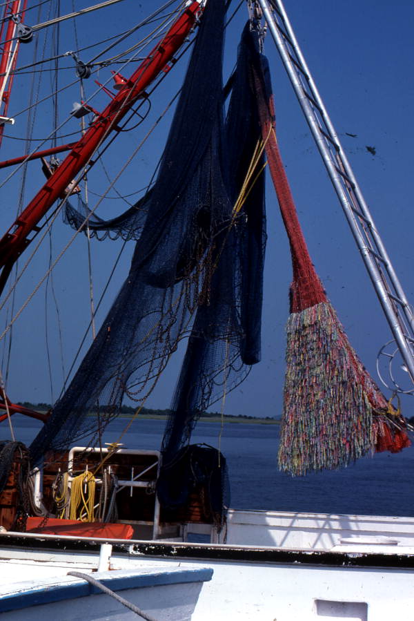 Fish nets aboard the shrimp boat "Capt. Daddy" - Fernandina Beach, Florida