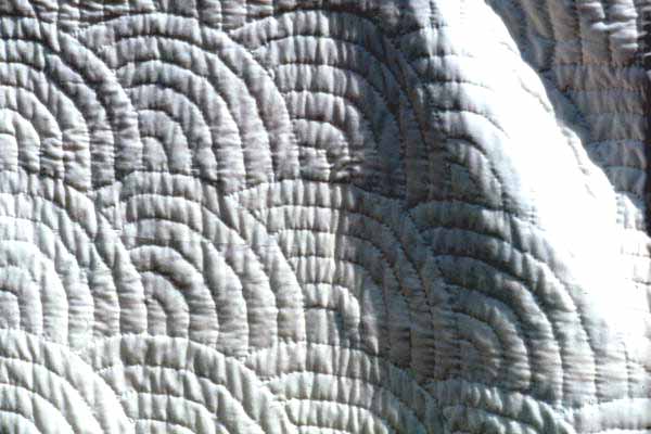 Close up view of quilting pattern and stitching from quilt made by Grace Scaff - White Springs, Florida.