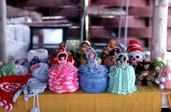 Crafts for sale at a yard sale