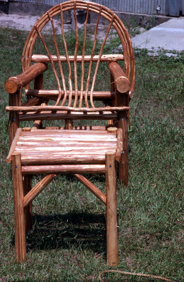 Cypress chair and table made by Hank Whisnant - Lake City, Florida.