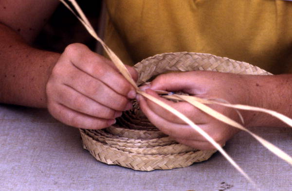 Pam Solano weaving palmetto crafts - White Springs, Florida