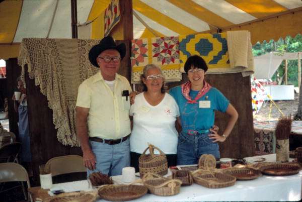 Folklorist Merri Belland with basket maker Mebelen Holloway and her husband at the 1983 Folk Festival- White Springs, Florida