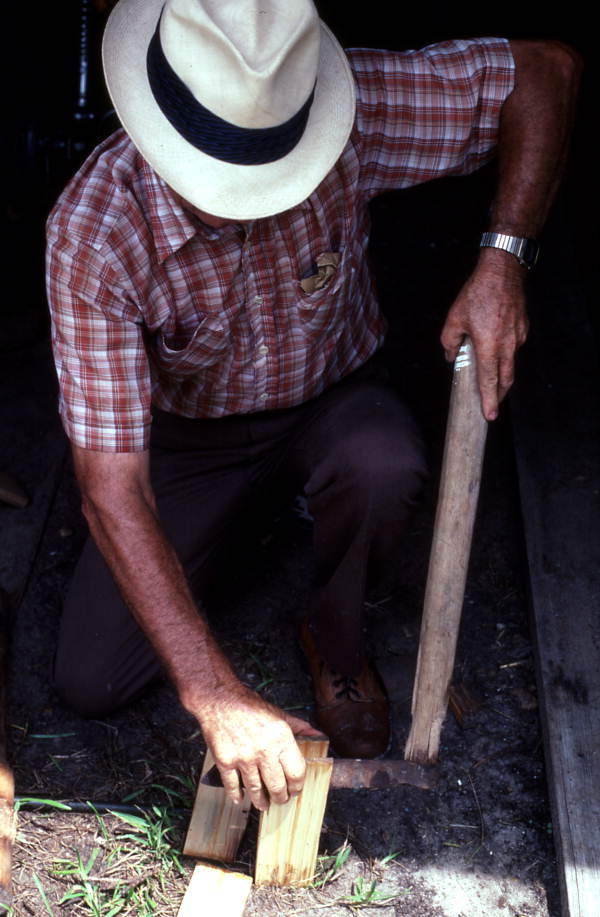 Charlie Lewis carving wood - Perry, Florida