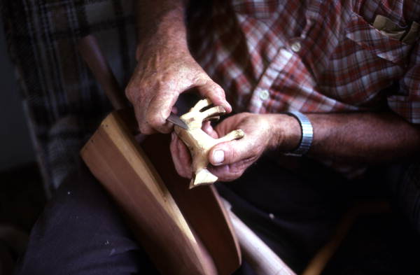 Charlie Lewis carving wood - Perry, Florida
