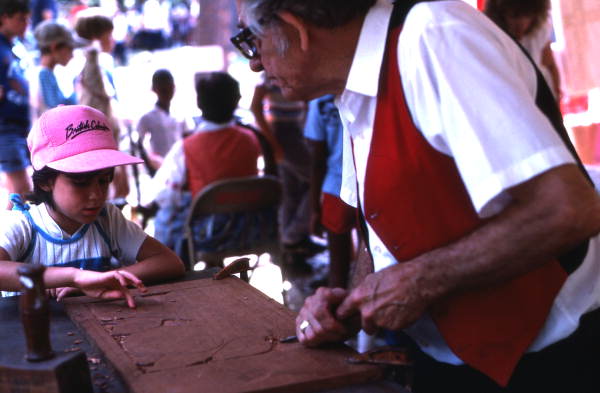 Kjell Lunestad working with wood - White Springs, Florida