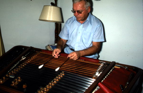 Joseph Szaryus playing a cimbalum - Casselberry, Florida