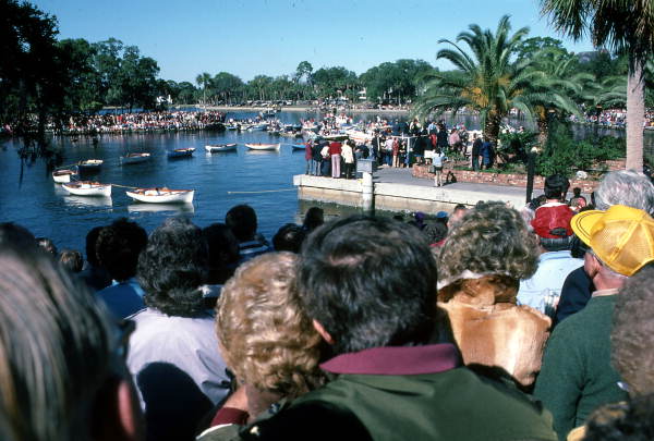 Crowd watching the Epiphany Day "cross dive"- Tarpon Springs, Florida