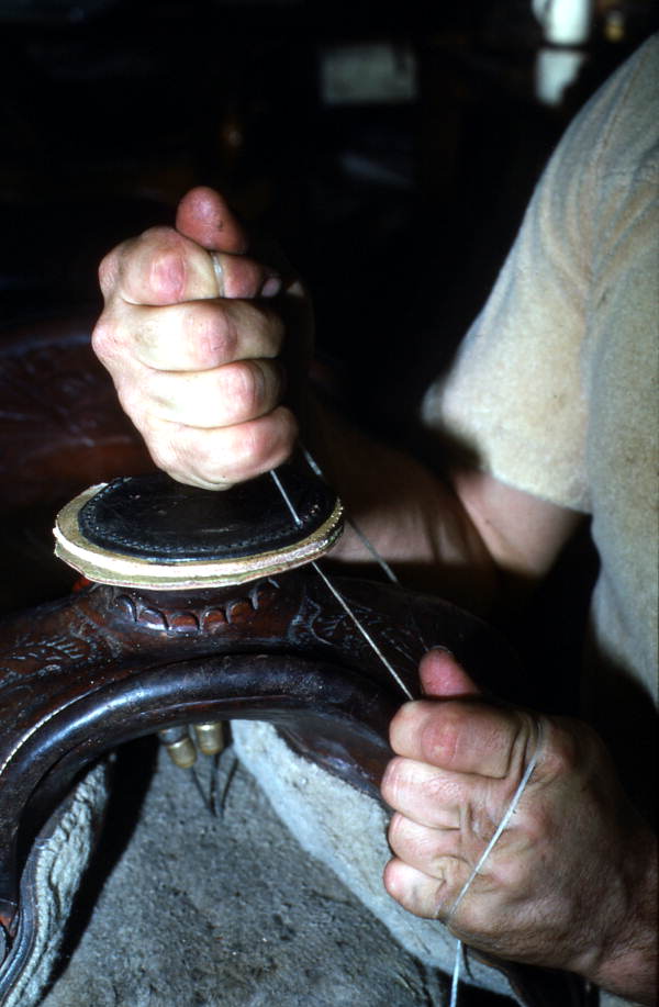 David Cauley repairing a saddle horn - Lakeland, Florida