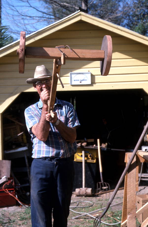 Woodworker Charlie Lewis with an example of his work - Perry, Florida.