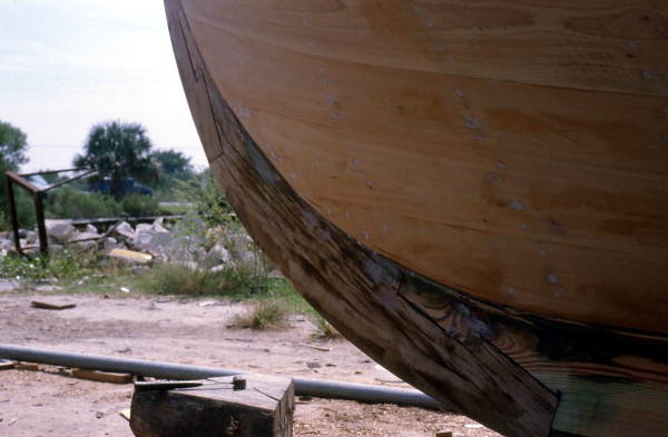 Bow stem of boat being built - Jacksonville, Florida.