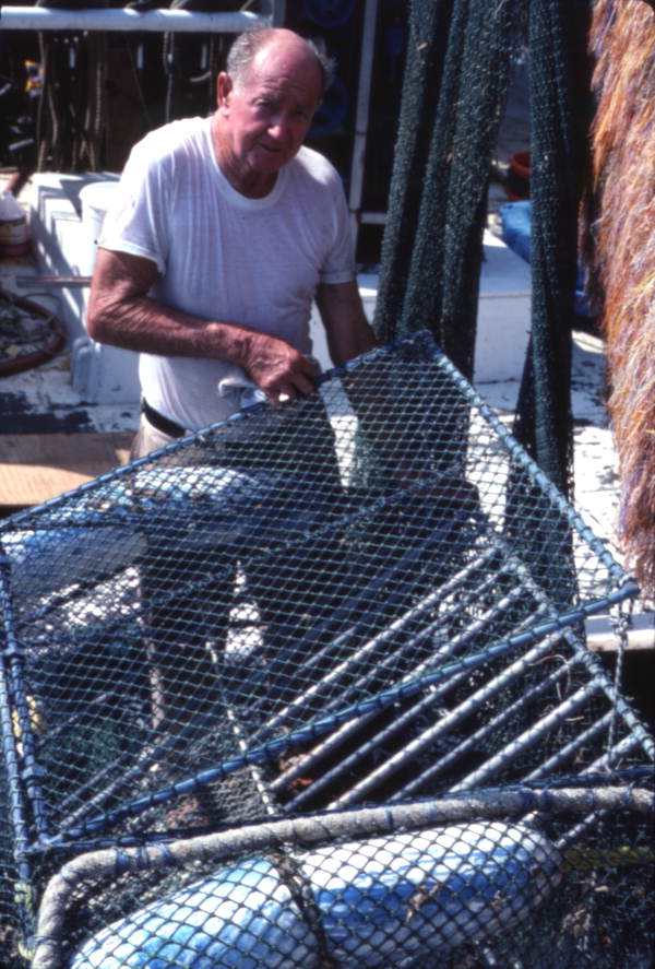 Jake Stone with "Turtle shooter" on a shrimp net - South Daytona, Florida.